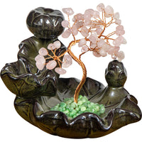 Ceramic Backflow Incense Holder - Rose Quartz Gem Tree (Each-Earth Fairy Holistics