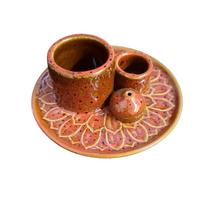 Red Ceramic Burner (Smudge Stick, Palo Santo Wood & Incense Burner)-Earth Fairy Holistics