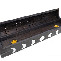 Moon Phase Wood Incense Box Burner 12"L-Earth Fairy Holistics