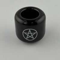Ceramic Chime Candle Holder - Black w/ Silver Pentacle-Earth Fairy Holistics