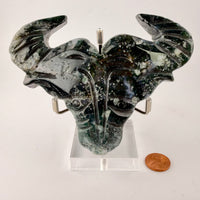 Moss Agate Ox Head Carvings-Earth Fairy Holistics