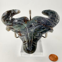 Moss Agate Ox Head Carvings-Earth Fairy Holistics