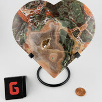 Money Agate Hearts on Stand