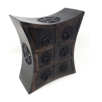 Pentagram Wooden Chest with 6 Drawers-Earth Fairy Holistics