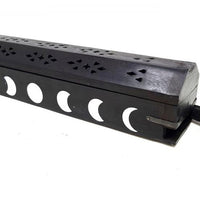 Moon Phase Wood Incense Box Burner 12"L-Earth Fairy Holistics