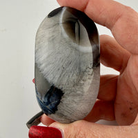 Black Stripe Agate with Mixed Quartz Palm Stones