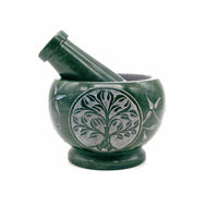 Soapstone Mortar & Pestle - Green Tree of Life-Earth Fairy Holistics