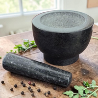 Natural Black Granite Stone Mortar & Pestle 4"H x 5.5"D-Earth Fairy Holistics