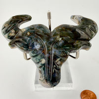 Moss Agate Ox Head Carvings-Earth Fairy Holistics