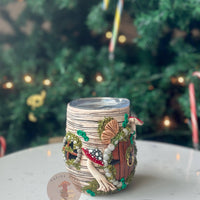 Hobbit Hole Red Ombré Mushrooms White Wood Tumbler-Earth Fairy Holistics