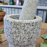 Grey Granite Stone Mortar & Pestle – 4.5" W x 4" H