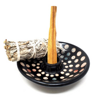 Peruvian Ceramic Burner Handmade 5" D (Smudge Stick, Incense Palo Santo Wood Burner)-Earth Fairy Holistics