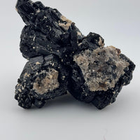 Black Tourmaline Cluster Specimen w/Fluorescent Hyalite Opal - AA Grade-Earth Fairy Holistics