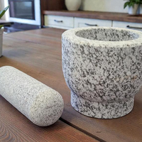 Grey Granite Stone Mortar & Pestle – 4.5" W x 4" H