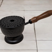 Iron Cauldron Burner with Lid & Wooden Handle (9 in)