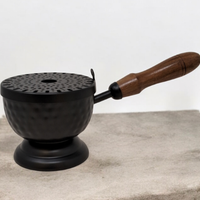 Iron Cauldron Burner with Lid & Wooden Handle (9 in)