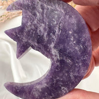 Lepidolite Star and Moon Carving-Earth Fairy Holistics