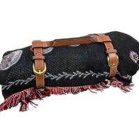 Sunflower & Moon Phases Cotton Heavy Beach Throw w/ Fringe & Straps-Earth Fairy Holistics