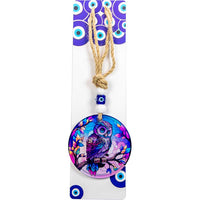 Glass Evil Eye Wall Hanging Talisman - Owl (Each)-Earth Fairy Holistics