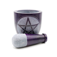 Soapstone Mortar & Pestle - Purple Pentacle-Earth Fairy Holistics
