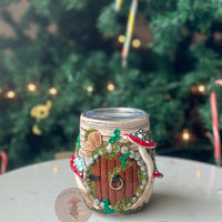 Hobbit Hole Red Ombré Mushrooms White Wood Tumbler-Earth Fairy Holistics