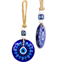 Glass Evil Eye Wall Hanging Talisman Circle of Elephants-Earth Fairy Holistics