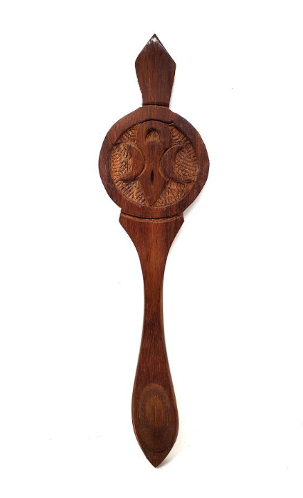Goddess of Earth Triple Moon Carved Wood Altar Spoon 6.5"-Earth Fairy Holistics
