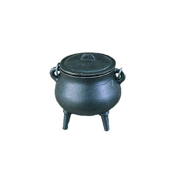 Mini Plain Cast Iron Cauldron w/ Lid (3.5 in.)-Earth Fairy Holistics