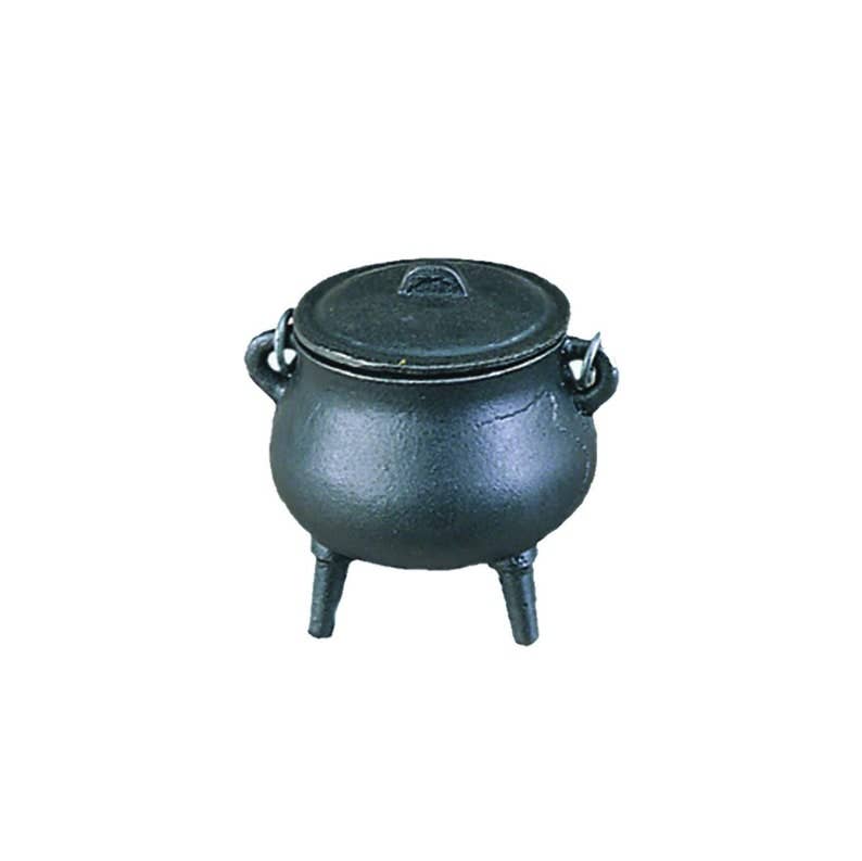 Mini Plain Cast Iron Cauldron w/ Lid (3.5 in.)-Earth Fairy Holistics