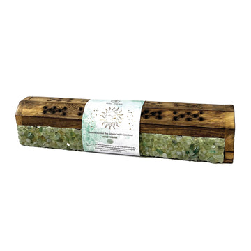 Aventurine Elements Crystal Wooden Coffin Box-Earth Fairy Holistics
