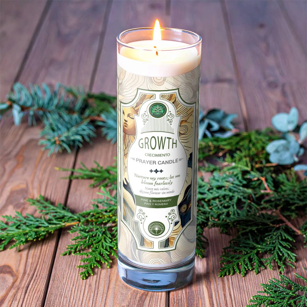 Prayer Candle - Growth (8") (9.5 oz)-Earth Fairy Holistics