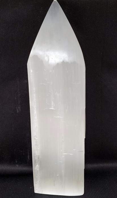 Natural Carved Selenite Obelisk Tower 7-8"H