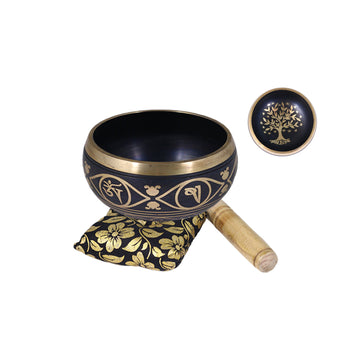 Tibetan Singing Bowl - Tree of Life (Black)-Earth Fairy Holistics