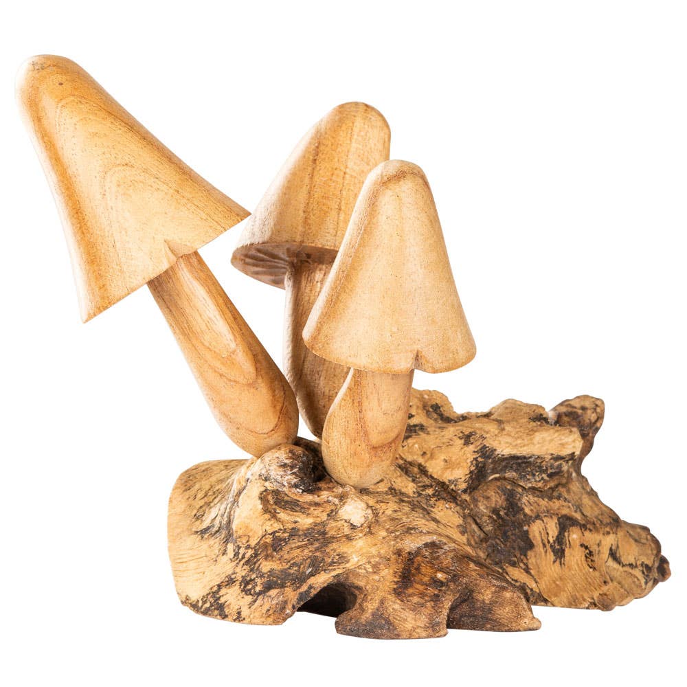 WOODEN 3 MUSHROOMS-Earth Fairy Holistics