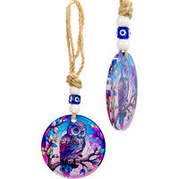 Glass Evil Eye Wall Hanging Talisman - Owl (Each)-Earth Fairy Holistics