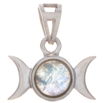 Triple Moon Pendant w/ Rainbow Moonstone-Earth Fairy Holistics