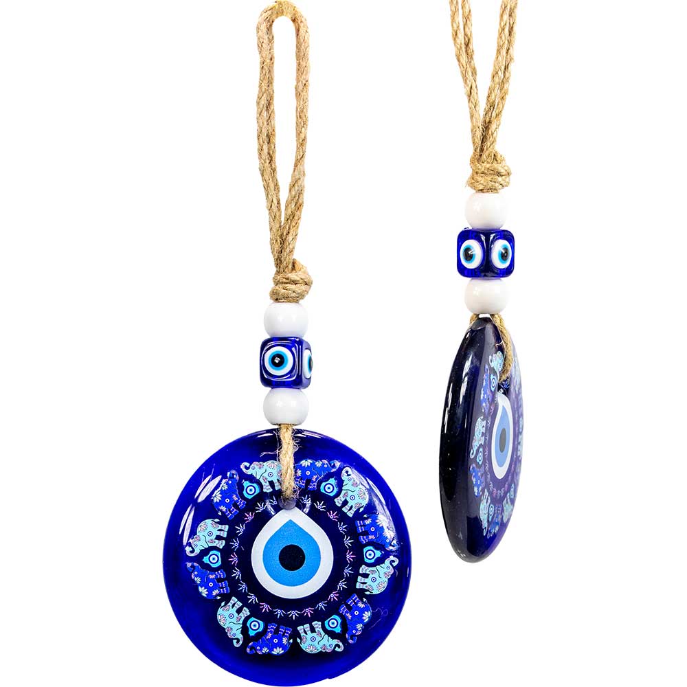 Glass Evil Eye Wall Hanging Talisman Circle of Fatima Hands-Earth Fairy Holistics