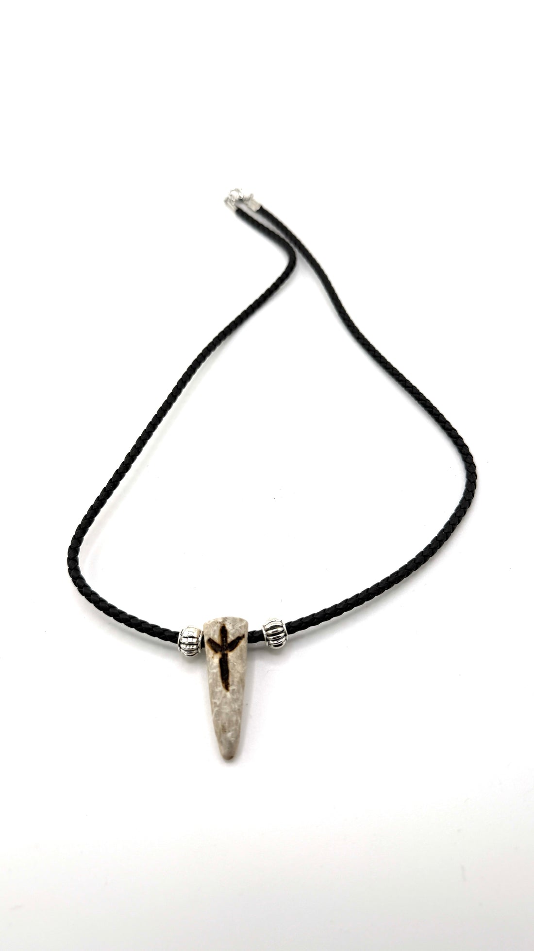 Deer Antler Bone Tips Carved Algiz Rune Necklace