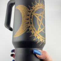 Pentacle Triple Moon Engraved 40oz Black Tumbler