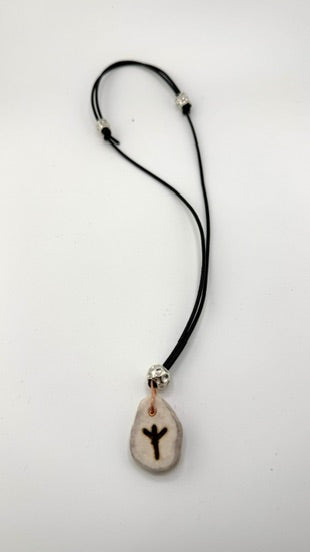 Deer Antler Bone Carved Algiz Rune Necklace