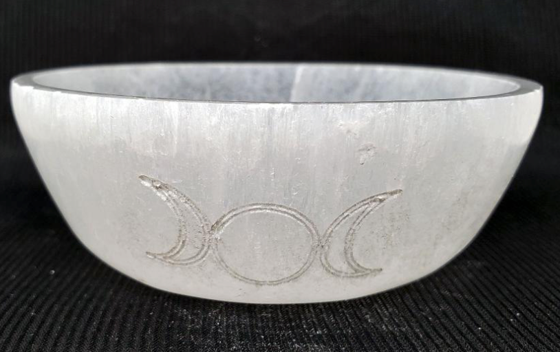 Triple Moon Selenite Bowl (3.5"-4")-Earth Fairy Holistics