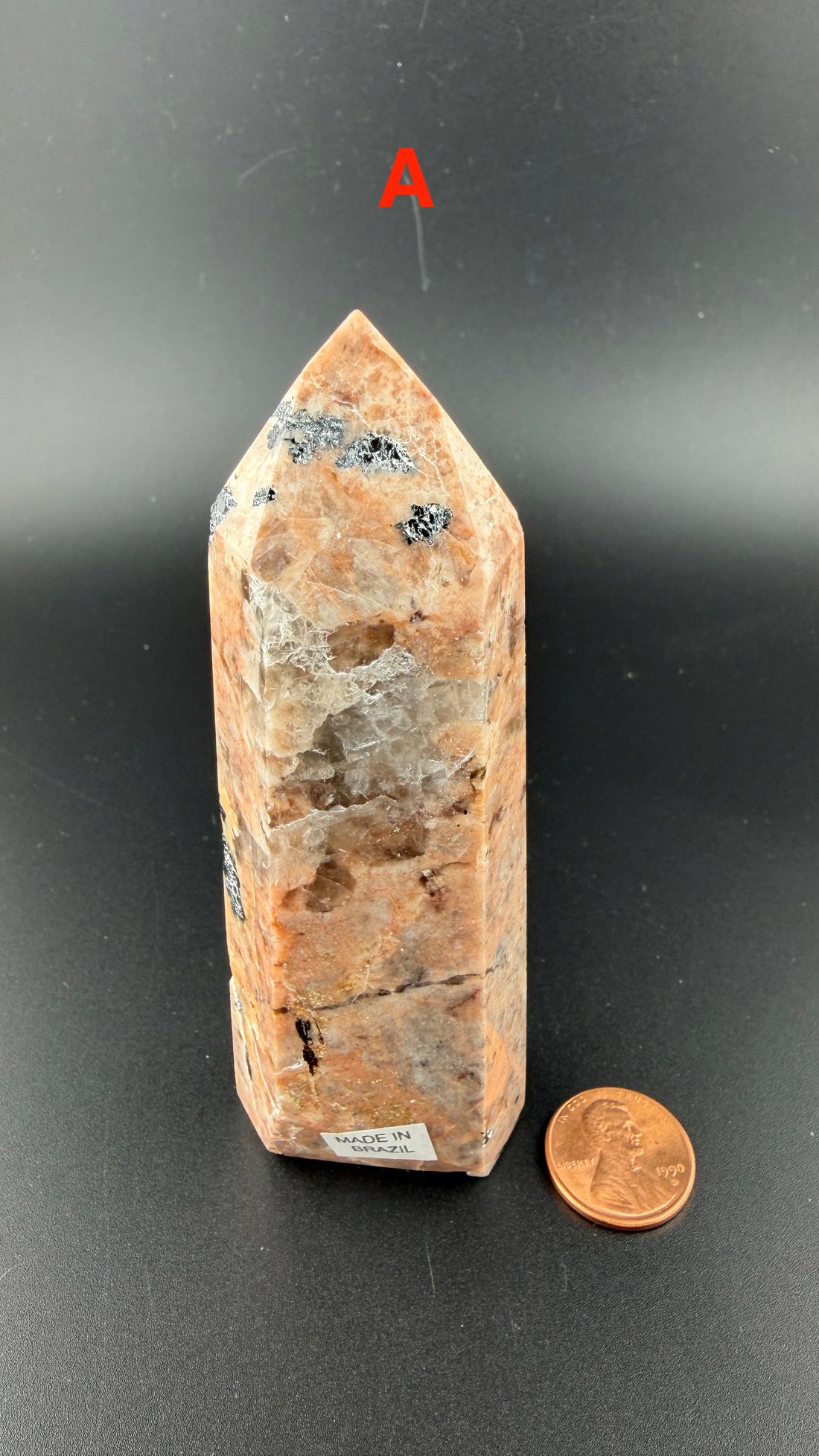 Peach Moonstone/Black Tourmaline Tower-Earth Fairy Holistics