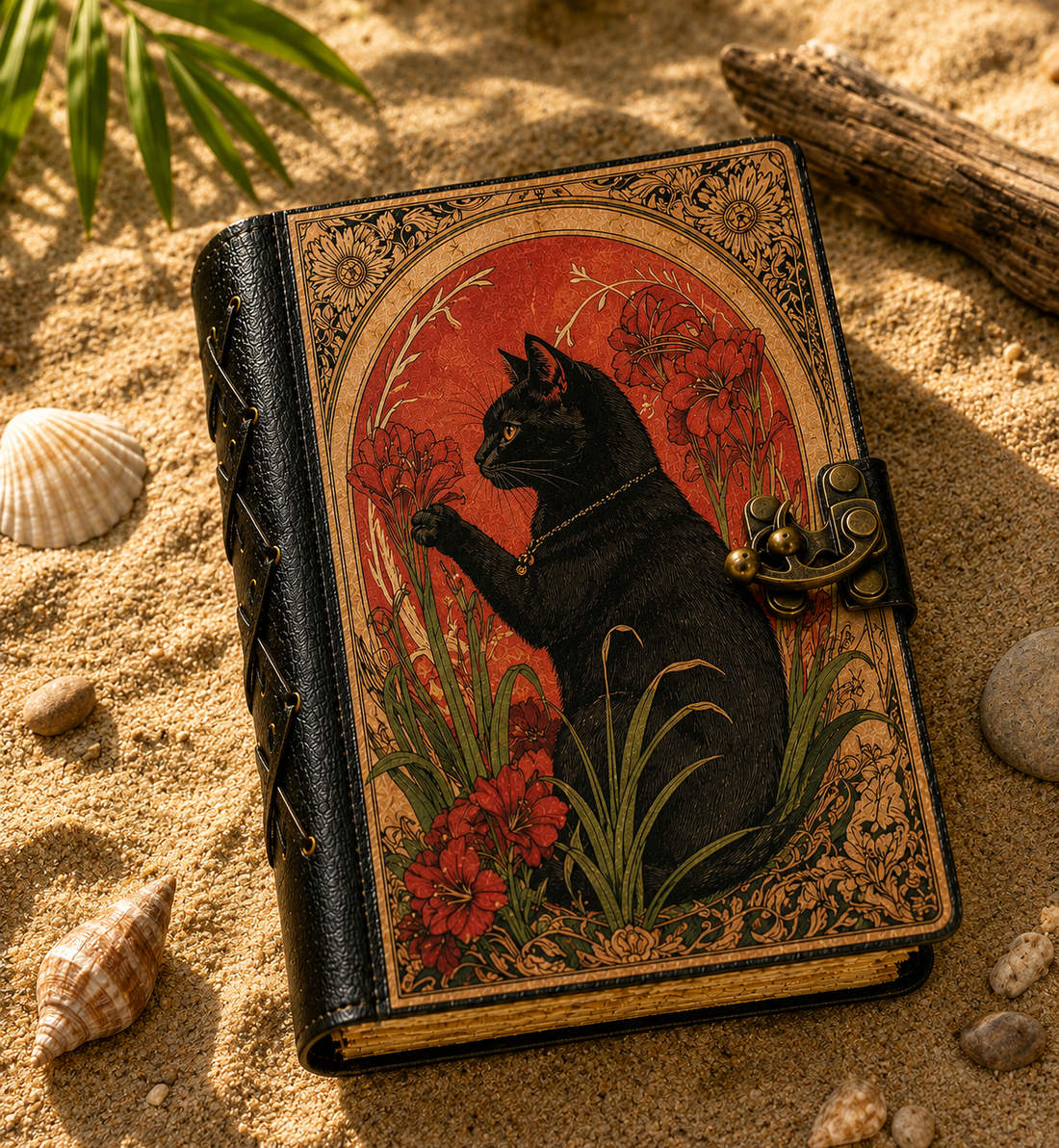 Cat Handmade Leather Tarot Journal for Spiritual Shops Book-Earth Fairy Holistics