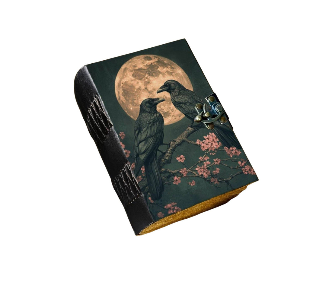 Original Raven Leather Journal Gothic Grimoire Tarot Book-Earth Fairy Holistics