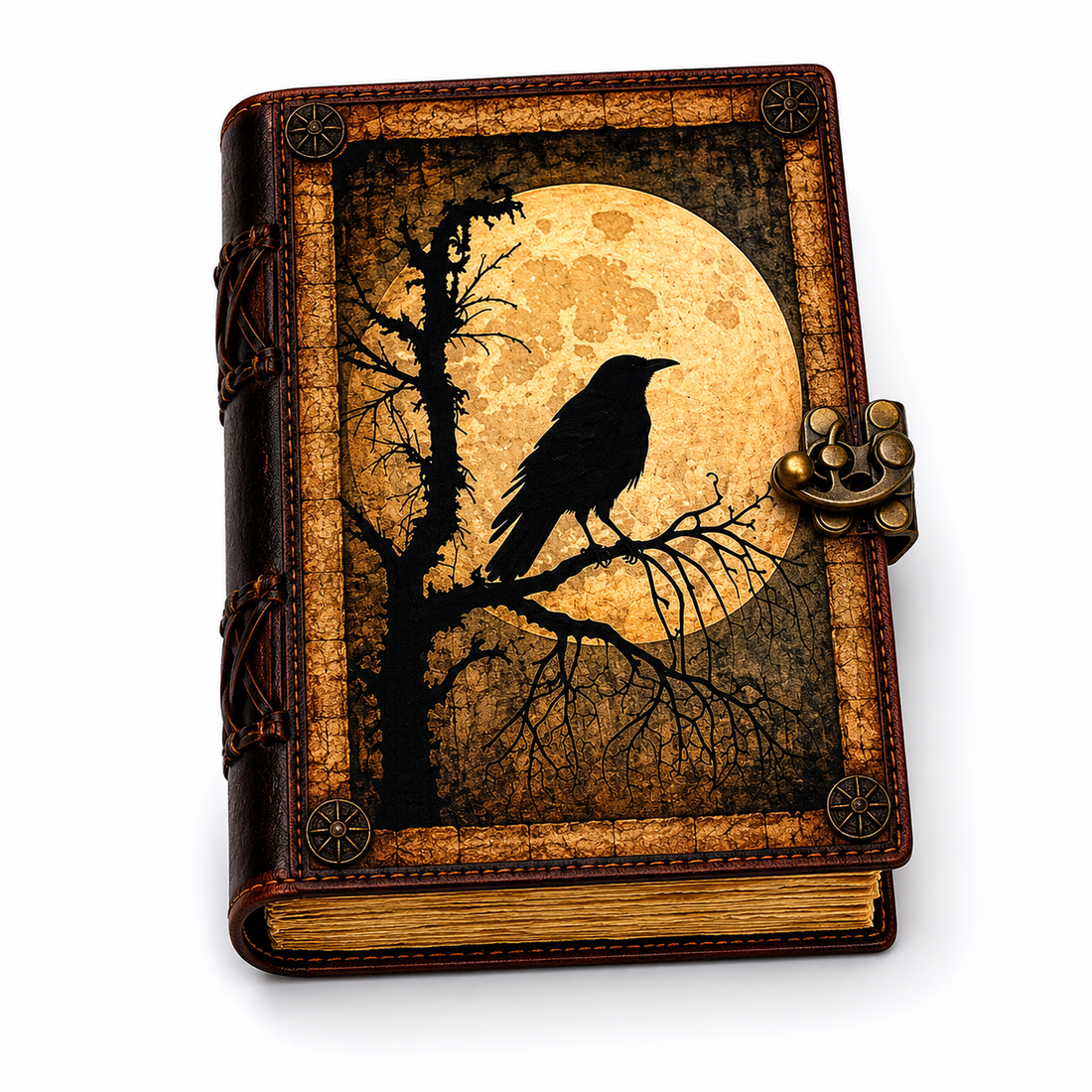 Gothic Grimoire Leather Journal Vintage Travel Book Diary-Earth Fairy Holistics