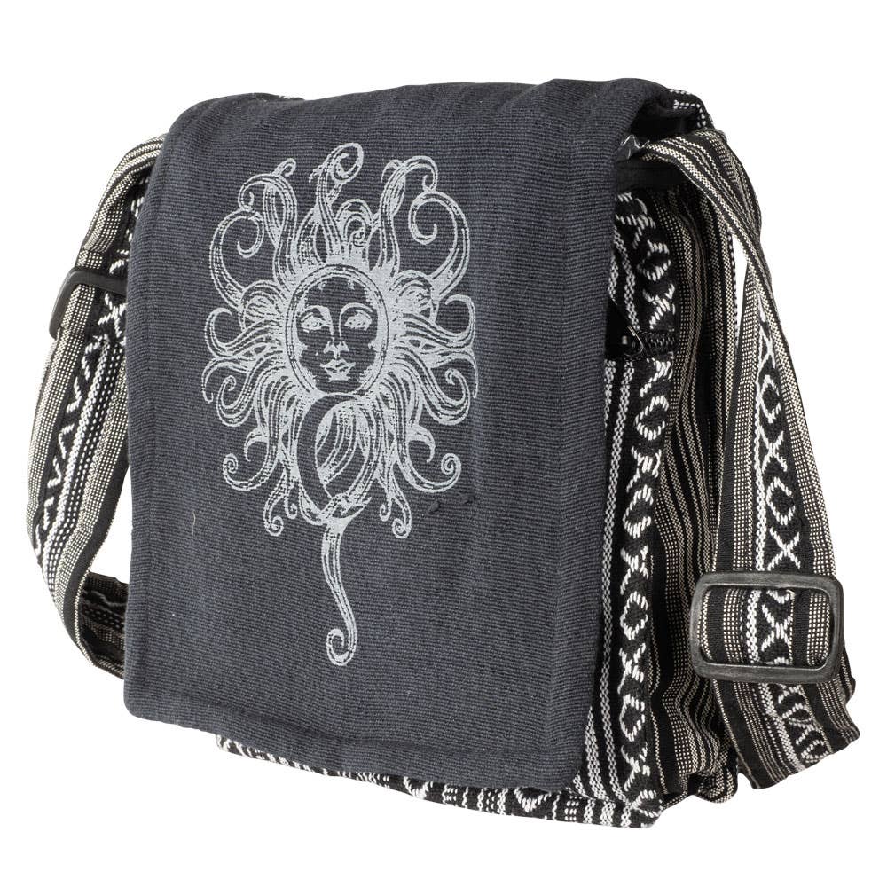 Black Sun & Moon Crossbody With Flap Closure-Earth Fairy Holistics