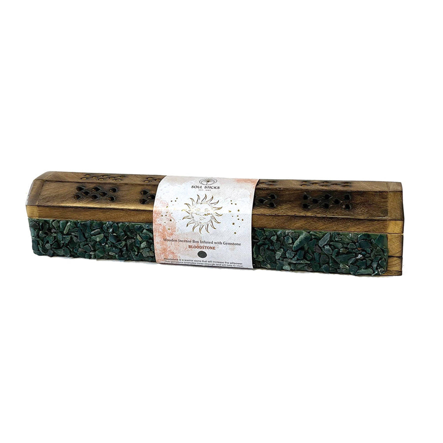 Bloodstone Elements Crystal Wooden Coffin Box-Earth Fairy Holistics
