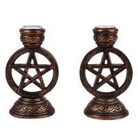 13520 Wiccan Pentagram Candle/Incense Holder Pair-Earth Fairy Holistics
