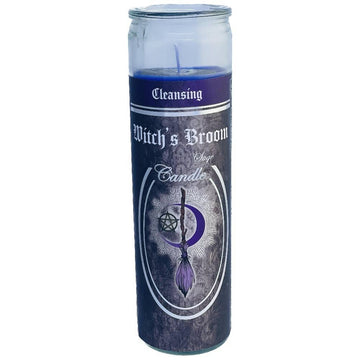 7 Day Glass Ritual Candle - Witch's Broom - Sage (Each)-Earth Fairy Holistics