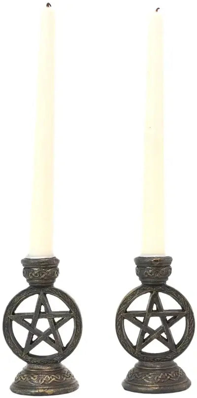 13520 Wiccan Pentagram Candle/Incense Holder Pair-Earth Fairy Holistics